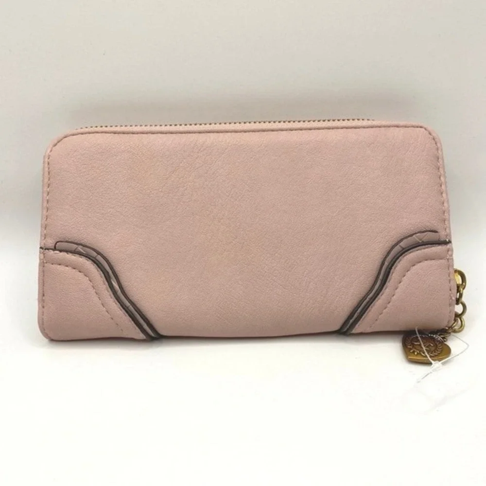 Juicy Couture Romance‎ Gusset Zip Around Wallet Blush Pink Heart Charm Y2K NEW
